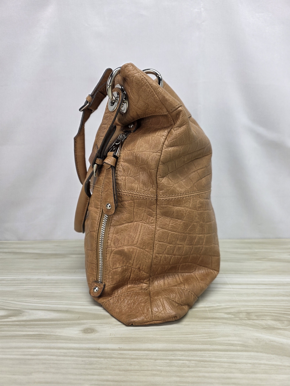 b. makowsky Tan Croc-Embossed Leather Hobo Bag - Picture 5 of 6